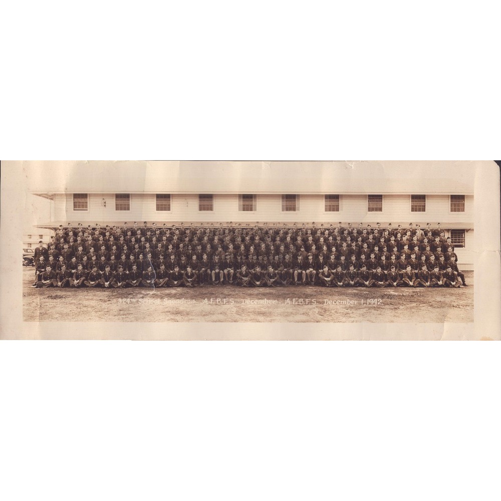 Vintage 1942 WWII 324th School Squadron A.F.B.F.S. Panoramic Military Photo